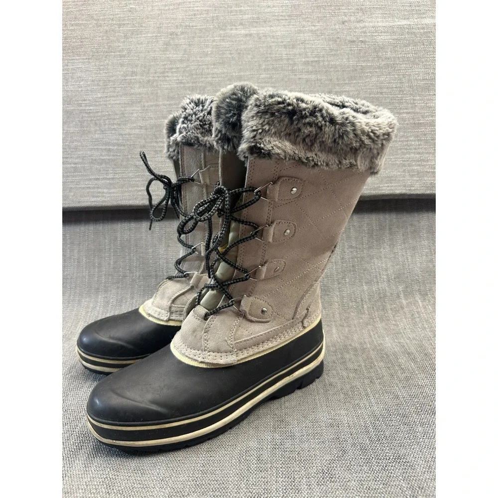 Khombu Emily 1323895 Womens 8 M Brown Suede Faux Fur Mid Calf Winter Snow Boot